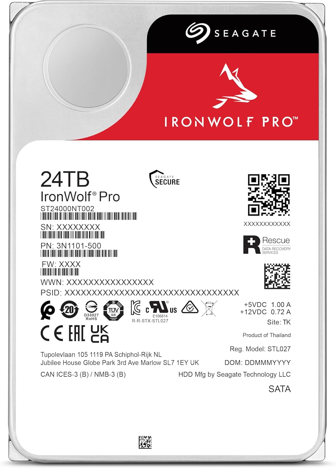 Seagate IronWolf Pro (4TB up to 24TB) Enterprise NAS Internal HDD –CMR 3.5 Inch, SATA 6 Gb/s, 7,200 RPM, 256MB or 512MB Cache for RAID Network Attached Storage