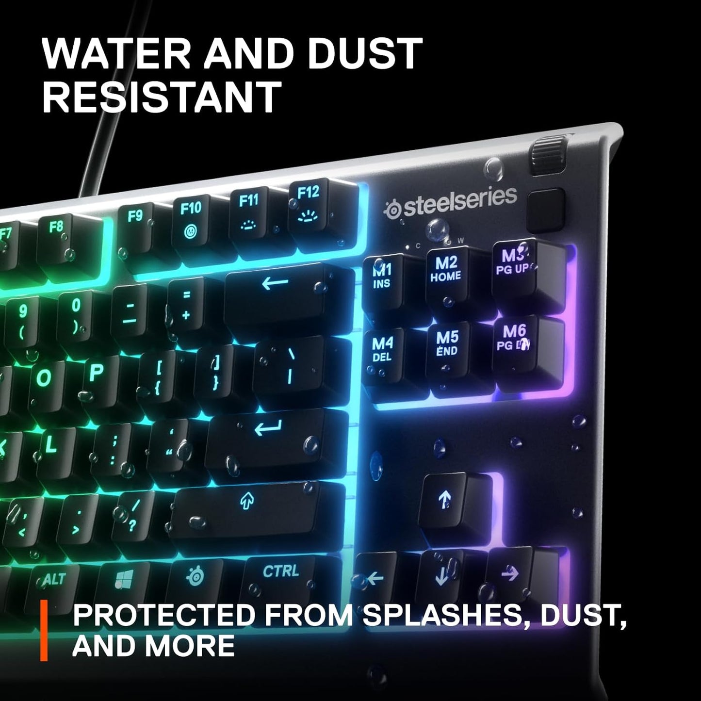 SteelSeries Apex 3 TKL RGB Gaming Keyboard – Tenkeyless Compact Form Factor - 8-Zone RGB Illumination – IP32 Water & Dust Resistant – Whisper Quiet Gaming Switch – Gaming Grade Anti-Ghosting, Black