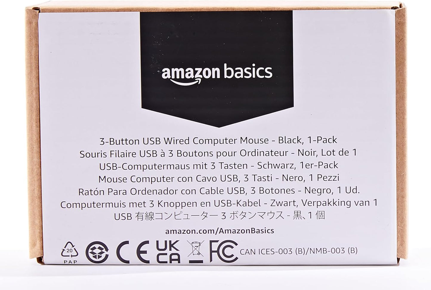 Basics 3-Button USB Wired Mouse with Scrolling and Tracking - Standard, Black