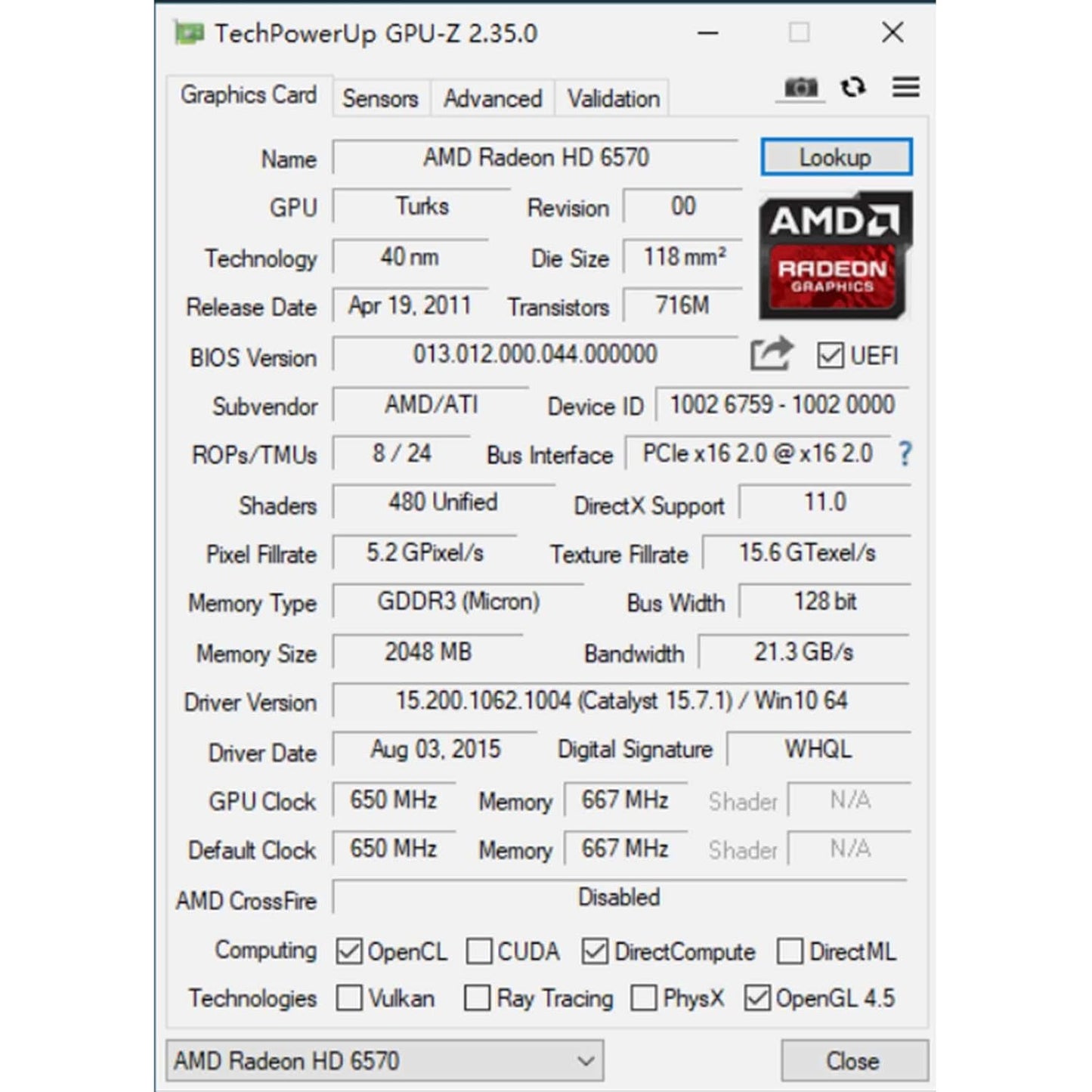 Radeon HD 6570 Graphics Card, Dual HDMI, 1G GDDR3 64-bit, Video Cards PC, Low Profile, Computer GPU, PCI Express x 16, 60W Low Power, Plug & Play, DirectX 11