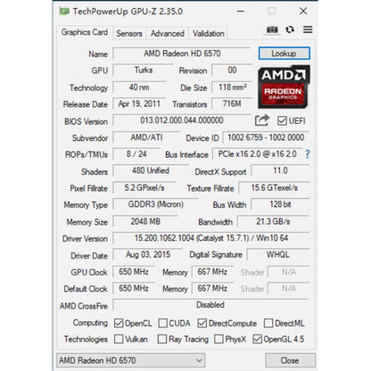 Radeon HD 6570 Graphics Card, Dual HDMI, 1G GDDR3 64-bit, Video Cards PC, Low Profile, Computer GPU, PCI Express x 16, 60W Low Power, Plug & Play, DirectX 11