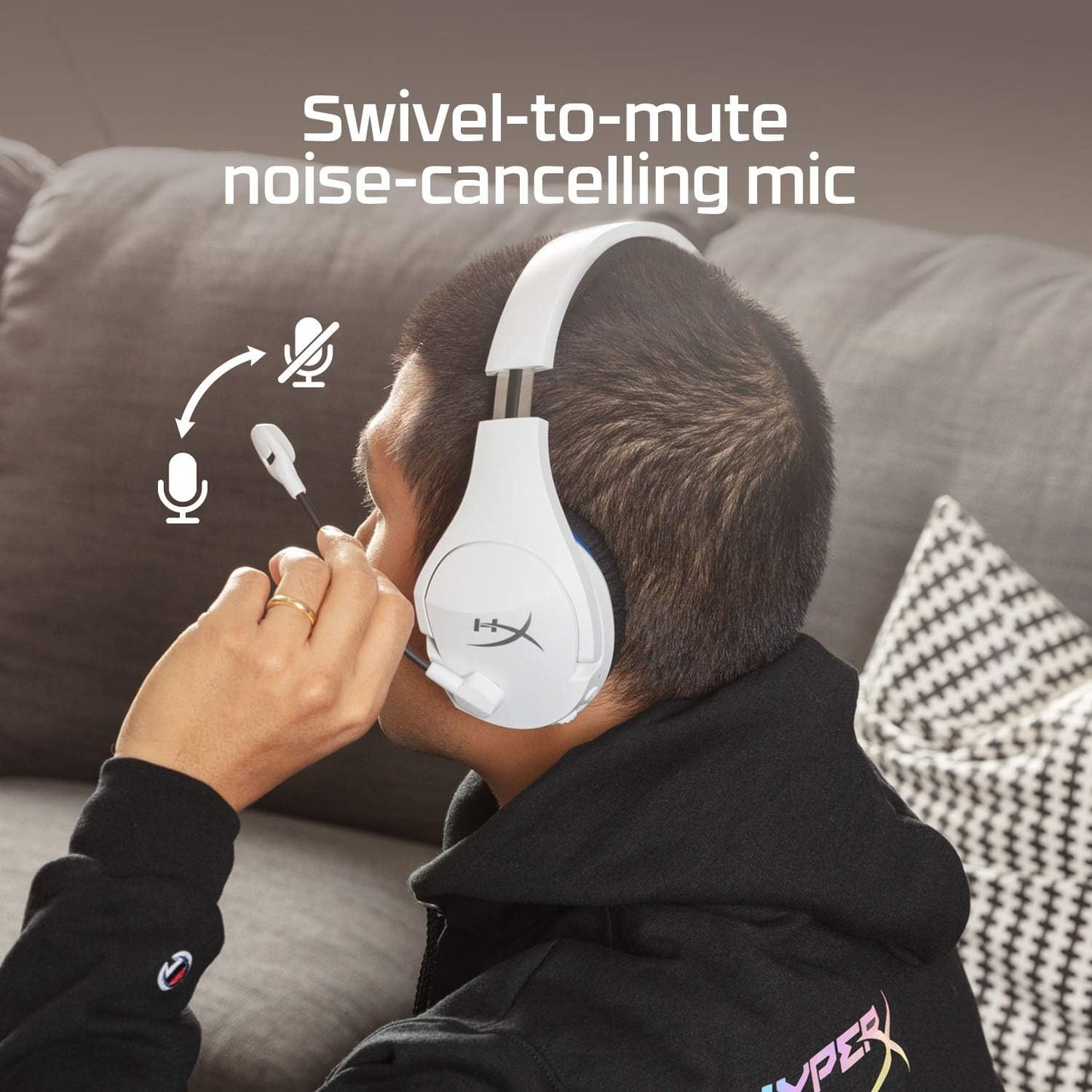 HyperX HHSS1C-KB-WT/G Cloud Stinger Core – Wireless Gaming Headset, for PS4, PS5, PC, Lightweight, Durable Steel Sliders, Noise-Cancelling Microphone - White