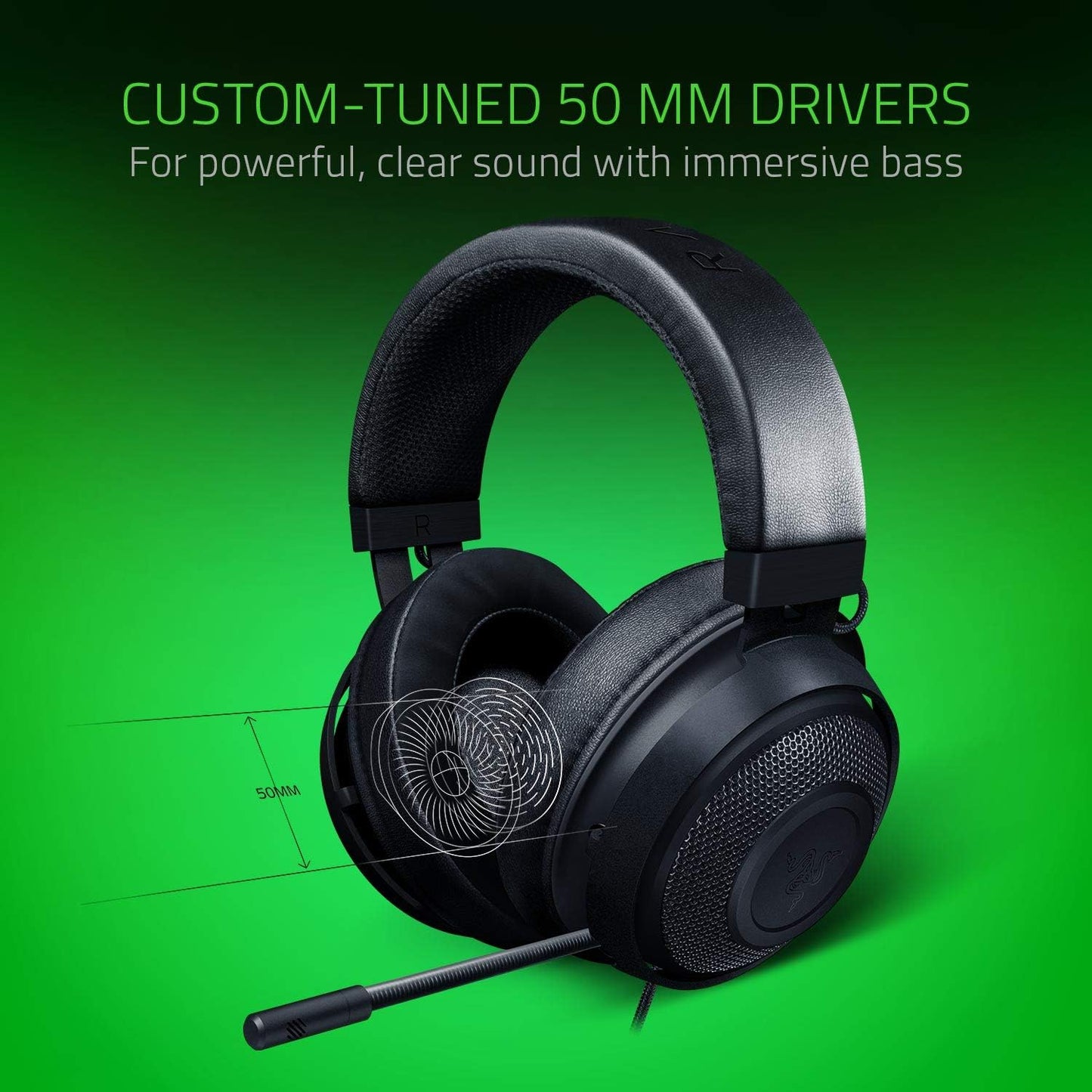 Razer Kraken Gaming Headset: Lightweight Aluminum Frame - Retractable Noise Isolating Microphone - for PC, PS4, PS5, Switch, Xbox One, Xbox Series X & S, Mobile - 3.5 mm Headphone Jack - Multiple Color Options