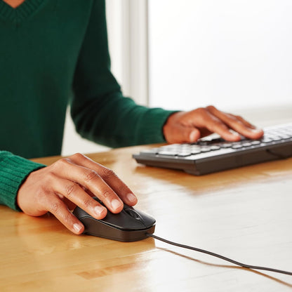 Basics 3-Button USB Wired Mouse with Scrolling and Tracking - Standard, Black