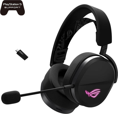 ASUS ROG Pelta Wireless Gaming Headset (BT, ROG SpeedNova 2.4GHz, USB-C, Lightweight 309g, 50mm ROG Titanium-Plated Drivers, 10mm Super-Wideband Mic, RGB, 70HR Battery, for PC, Switch, PS5)- Black
