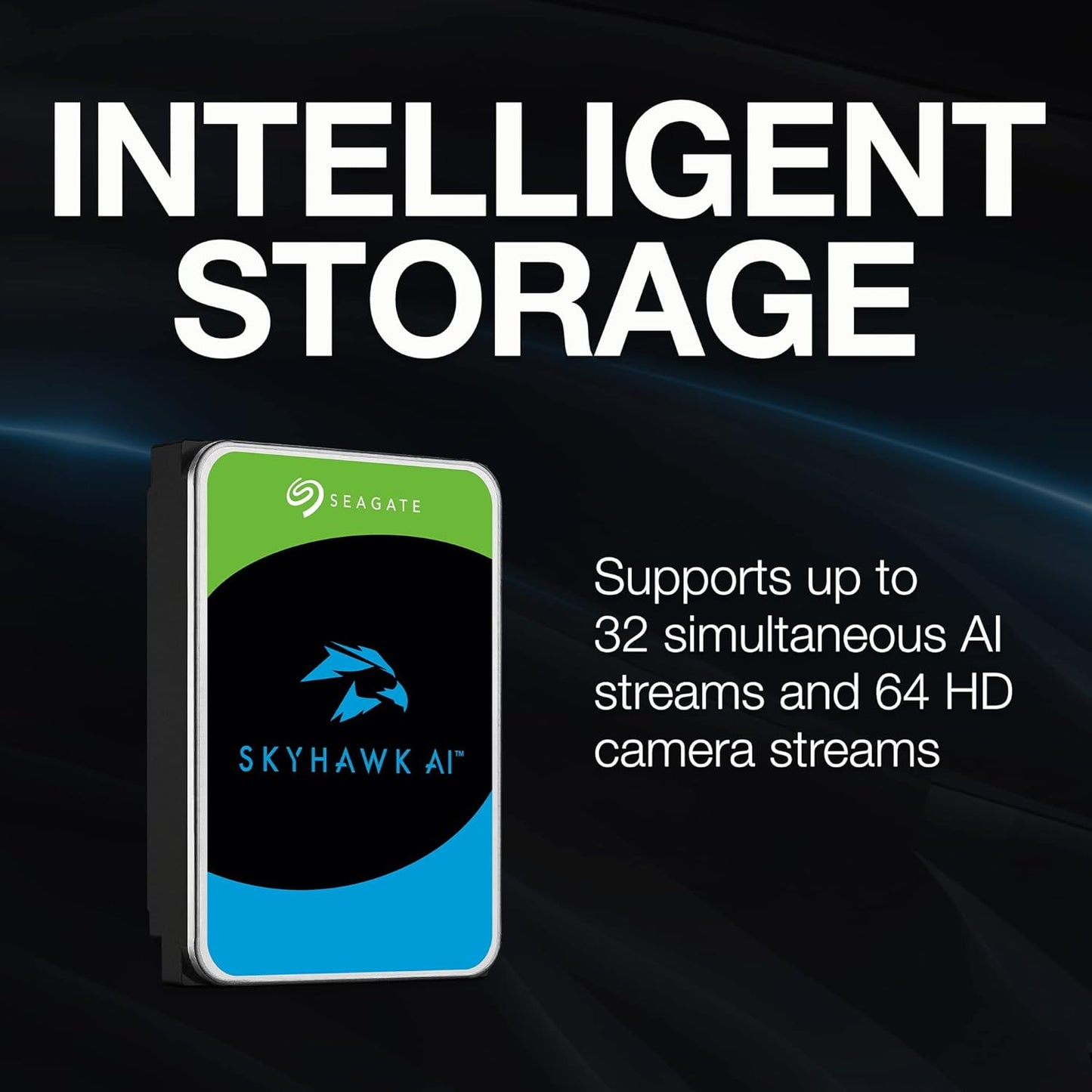 Seagate Skyhawk AI 20TB Video Internal Hard Drive HDD – 3.5 Inch SATA 6Gb/s 256MB Cache for DVR NVR Security Camera System with in-House Rescue Services [SURVEILLANCE AI] (ST20000VEZ02/002)