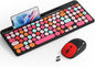 Wireless Keyboard and Mouse Combo, Retro Wireless Keyboard with Round Keycaps, 2.4GHz Full-Size USB Cute Wireless Keyboard Mouse for Computer, Desktop, Laptop and Computer