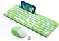 Wireless Keyboard and Mouse Combo, Retro Wireless Keyboard with Round Keycaps, 2.4GHz Full-Size USB Cute Wireless Keyboard Mouse for Computer, Desktop, Laptop and Computer