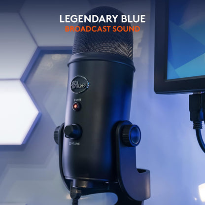 Logitech Creators Blue Yeti USB Microphone for Gaming, Streaming, Podcast, YouTube, Discord, PC, Studio Sound, Plug & Play-Blackout