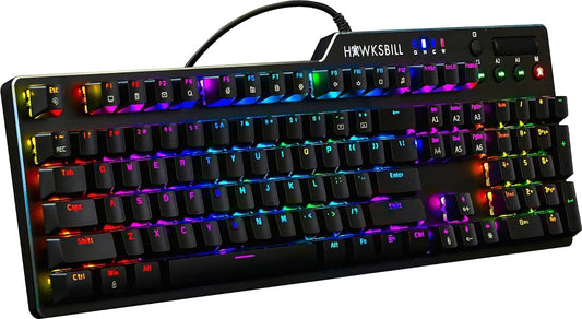 Scorpion V1 Wired Mechanical Gaming Keyboard - USB-A W/USB-C Connection Adaptor – Tactile & Clicky – Brilliant RGB Lighting Customizable Keys & Multimedia Function 104 Keys