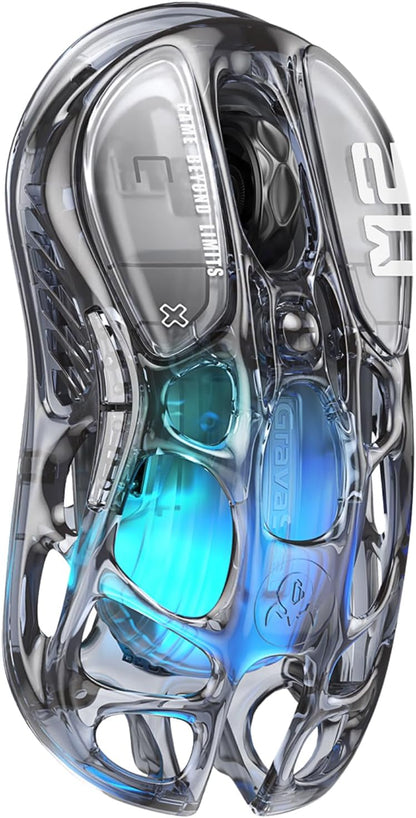GravaStar Mercury M2 Wireless Gaming Mouse with 26,000 DPI, PAW3395DM Sensor -79g Lightweight Hollowed-Out Design -5 Programmable Buttons -5 Dynamic Lightsync RGB