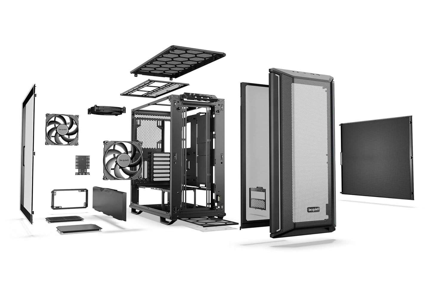 Dark Base 701 Mid Tower PC Case | Mesh Front | Airflow Optimized | 3 Pre-Installed Silent Wings 4 Fans | ARGB Lighting with Controller | Tempered Glass | PWM and ARGB Hub | Black | BGW58