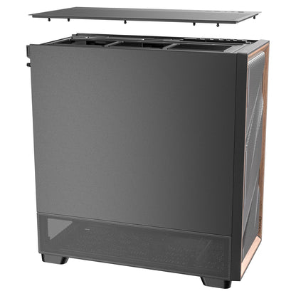 Antec Flux SE, Sound-Dampening Side Panels, 5 x PWM Fans Included, Front Panel with Walnut Wood, Type-C, 420mm Radiator& Back Connect Motherboard Support, Silent Case, Mid E-ATX Tower PC Case