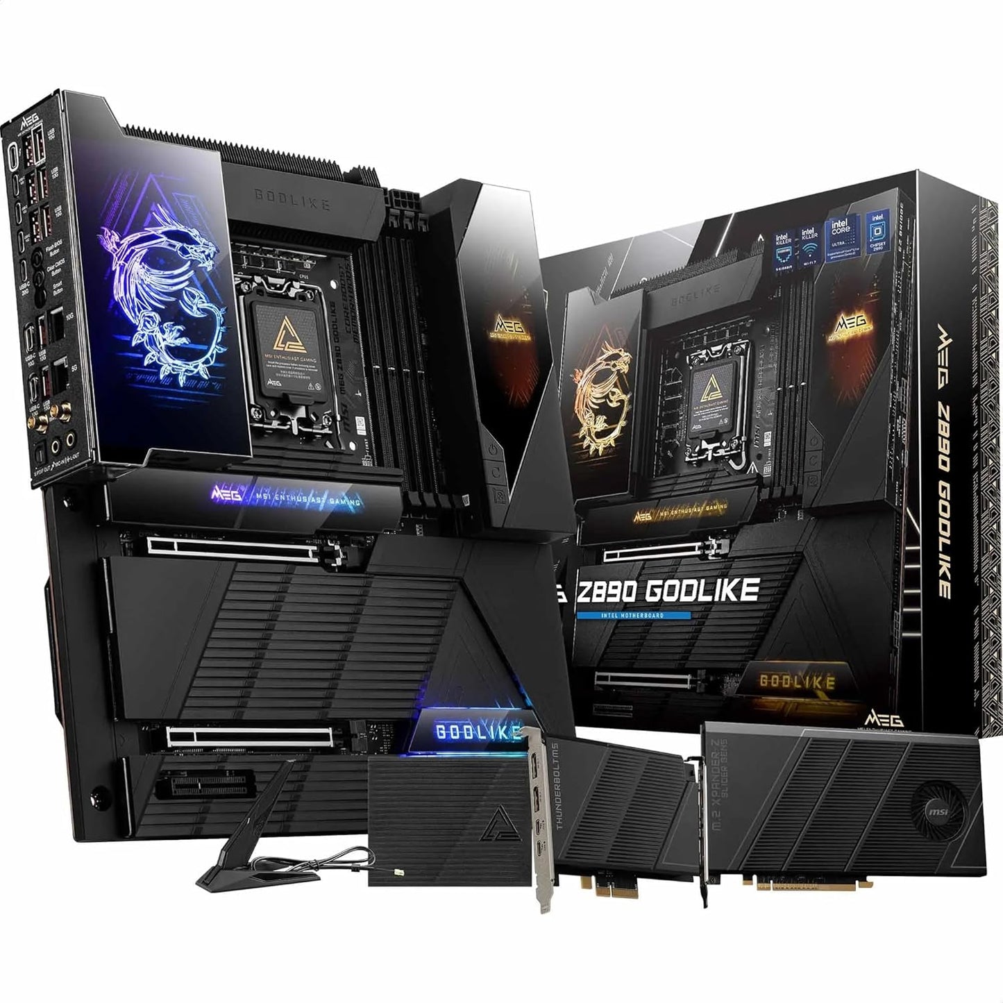 MSI MEG Z890 GODLIKE, E-ATX - Supports Intel Core Ultra Processors (Series 2), LGA 1851 - Dynamic Dashboard III, EZ Slide M.2, DDR5 (9200+ MT/s OC), M.2 & PCIe 5.0, Thunderbolt 5, Wi-Fi 7, 10G LAN