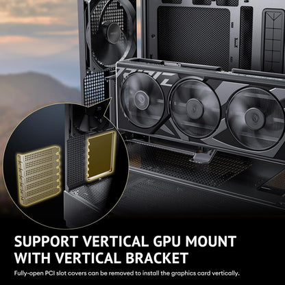 Antec Flux SE, Sound-Dampening Side Panels, 5 x PWM Fans Included, Front Panel with Walnut Wood, Type-C, 420mm Radiator& Back Connect Motherboard Support, Silent Case, Mid E-ATX Tower PC Case
