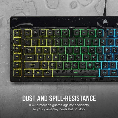 Corsair K55 RGB PRO Membrane Wired Gaming Keyboard – IP42 Dust and Spill-Resistant – 6 Macro Keys with Elgato Integration – iCUE Compatible – QWERTY NA – PC, Mac, Xbox – Black