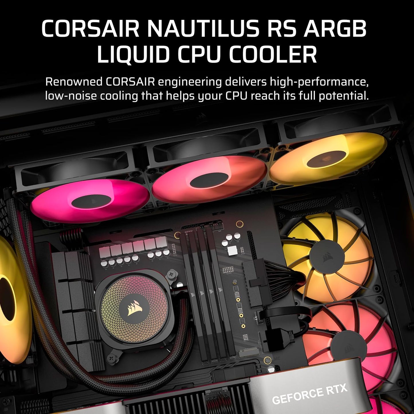 CORSAIR Nautilus 360 RS (ARGB or Non-RGB) Liquid CPU Cooler – 360mm AIO – Low-Noise – Direct Motherboard Connection – Daisy-Chain – Intel LGA 1851/1700, AMD AM5/AM4 – 3X RS120 ARGB Fans Included – Black or White