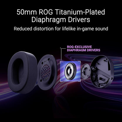 ASUS ROG Pelta Wireless Gaming Headset (BT, ROG SpeedNova 2.4GHz, USB-C, Lightweight 309g, 50mm ROG Titanium-Plated Drivers, 10mm Super-Wideband Mic, RGB, 70HR Battery, for PC, Switch, PS5)- Black