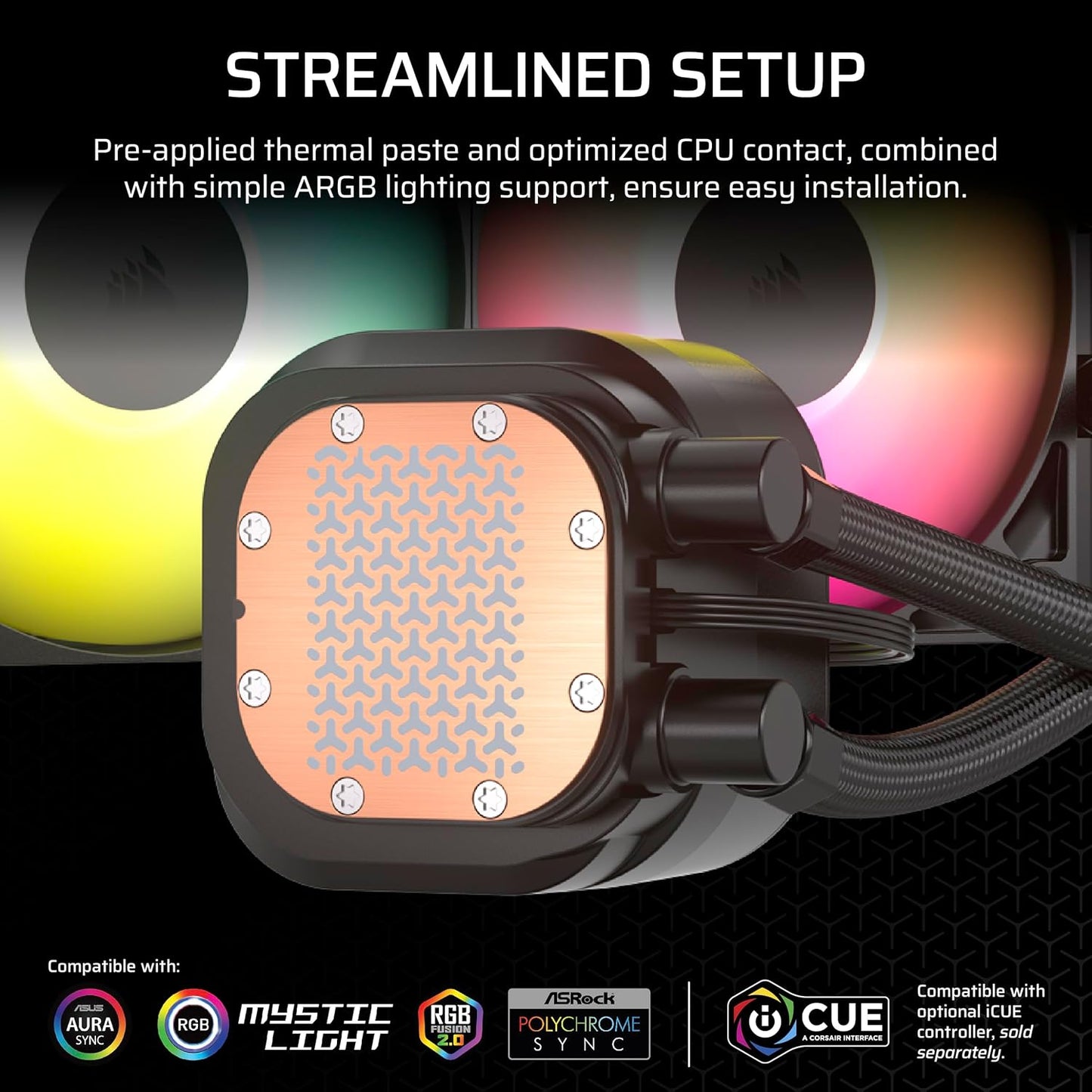 CORSAIR Nautilus 360 RS (ARGB or Non-RGB) Liquid CPU Cooler – 360mm AIO – Low-Noise – Direct Motherboard Connection – Daisy-Chain – Intel LGA 1851/1700, AMD AM5/AM4 – 3X RS120 ARGB Fans Included – Black or White