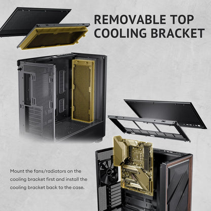 Antec Flux SE, Sound-Dampening Side Panels, 5 x PWM Fans Included, Front Panel with Walnut Wood, Type-C, 420mm Radiator& Back Connect Motherboard Support, Silent Case, Mid E-ATX Tower PC Case