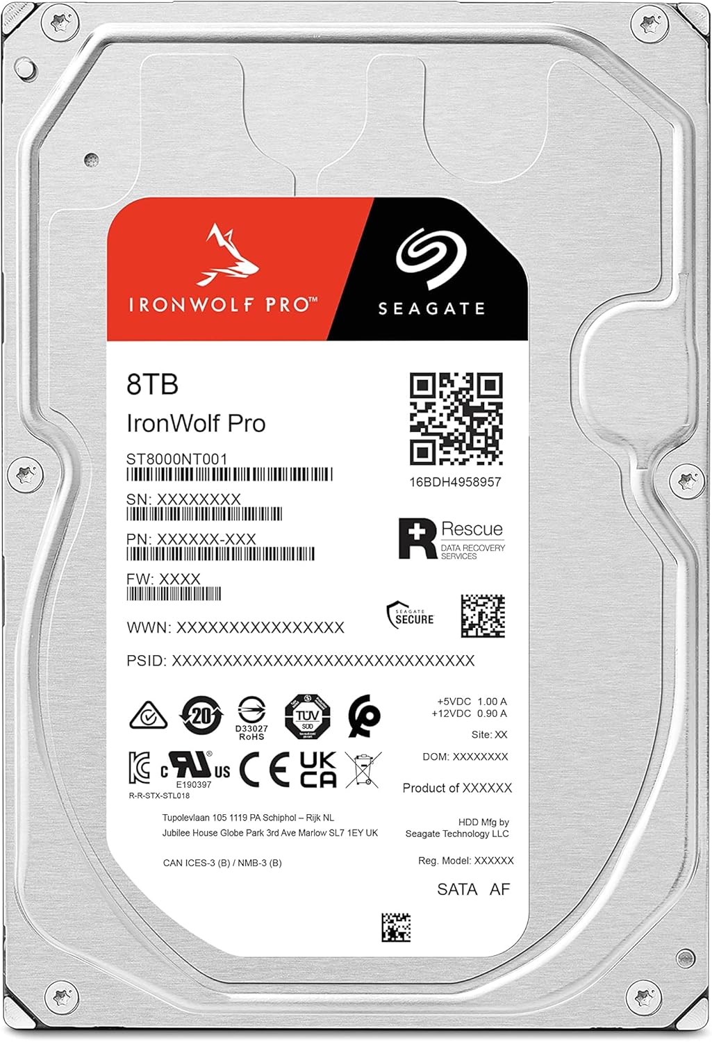 Seagate IronWolf Pro (4TB up to 24TB) Enterprise NAS Internal HDD –CMR 3.5 Inch, SATA 6 Gb/s, 7,200 RPM, 256MB or 512MB Cache for RAID Network Attached Storage
