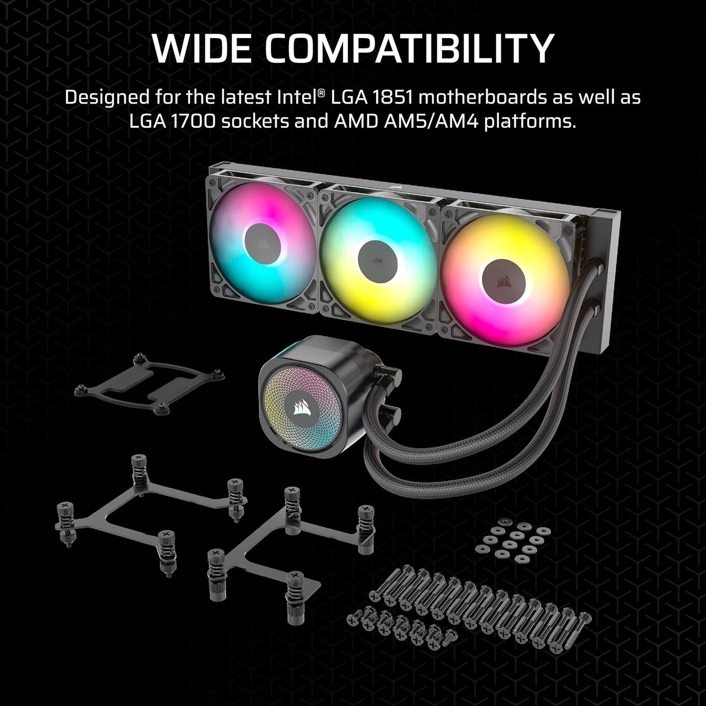 CORSAIR Nautilus 360 RS (ARGB or Non-RGB) Liquid CPU Cooler – 360mm AIO – Low-Noise – Direct Motherboard Connection – Daisy-Chain – Intel LGA 1851/1700, AMD AM5/AM4 – 3X RS120 ARGB Fans Included – Black or White