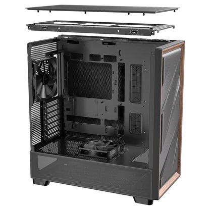 Antec Flux SE, Sound-Dampening Side Panels, 5 x PWM Fans Included, Front Panel with Walnut Wood, Type-C, 420mm Radiator& Back Connect Motherboard Support, Silent Case, Mid E-ATX Tower PC Case