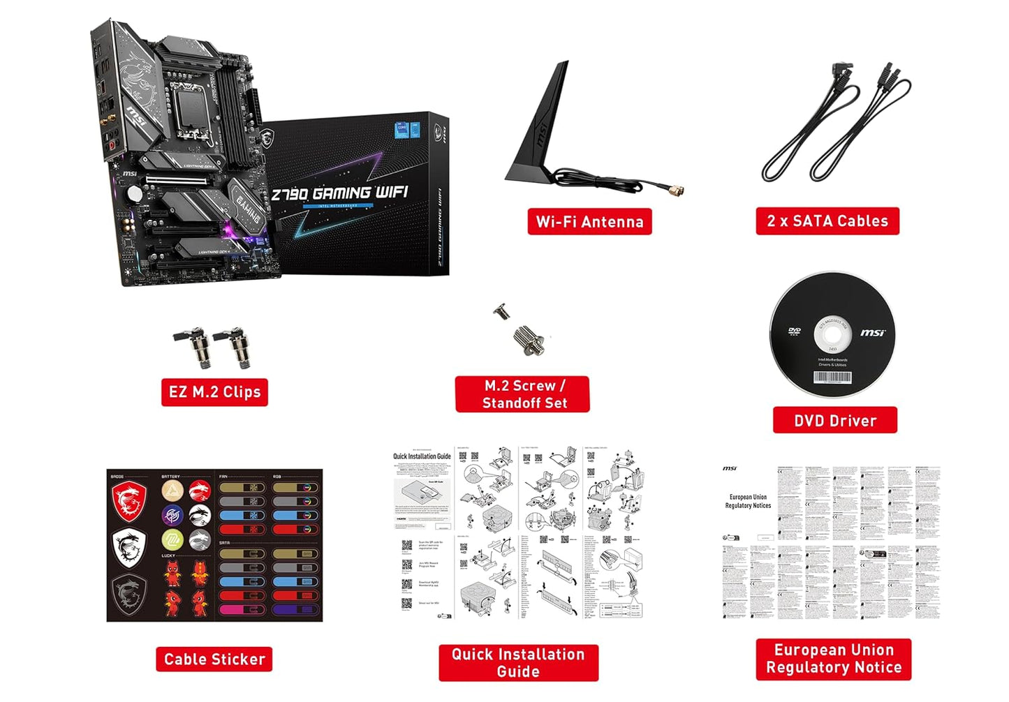 MSI Z790 Gaming Plus WiFi-AMZ Gaming Motherboard (Support 14th/13th/12th Gen Intel Processors, LGA 1700, DDR5, PCIe 5.0, M.2 Slots, 2.5Gbps LAN, USB 3.2 Gen2, Wi-Fi 6E, Bluetooth 5.3, ATX)
