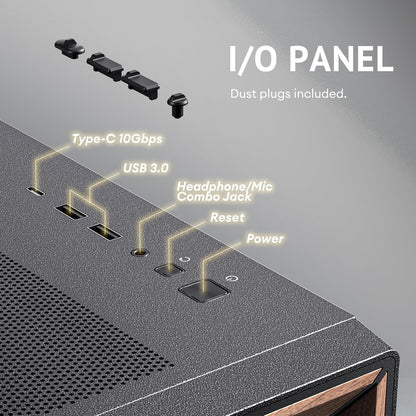 Antec Flux SE, Sound-Dampening Side Panels, 5 x PWM Fans Included, Front Panel with Walnut Wood, Type-C, 420mm Radiator& Back Connect Motherboard Support, Silent Case, Mid E-ATX Tower PC Case