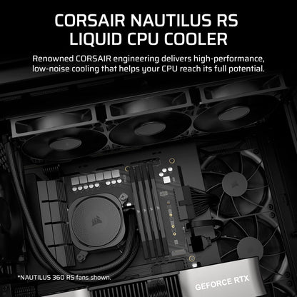 CORSAIR Nautilus 240 RS (ARGB or Non-RGB) Liquid CPU Cooler – 240mm AIO – Low-Noise – Direct Motherboard Connection – Daisy-Chain – Intel LGA 1851/1700, AMD AM5/AM4 – 2X RS120 ARGB Fans Included – Black