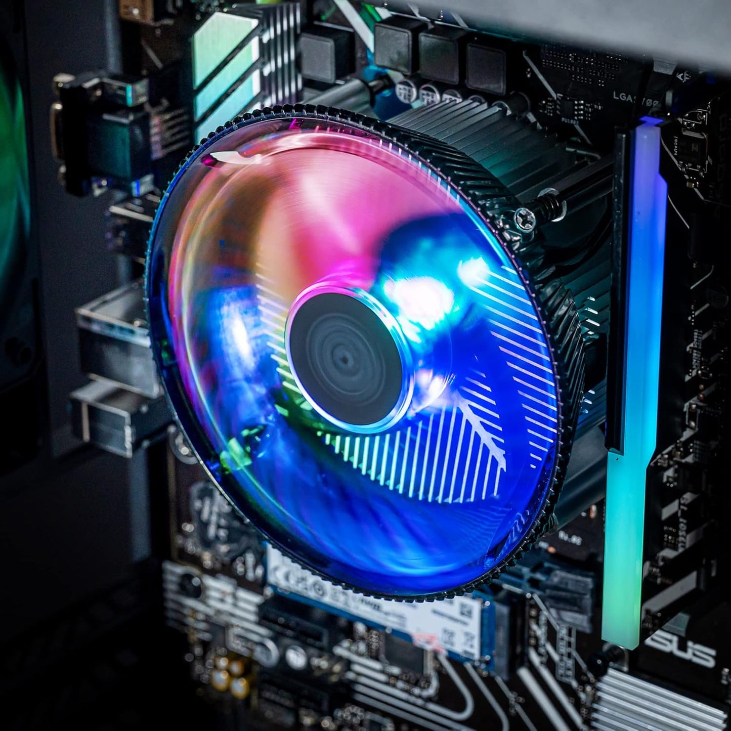 Cooler Master i70C LGA1700 ARGB Intel Low-Profile CPU Air Cooler, Anodized Black Aluminum Fins, Copper Insert Base, 95W TDP CPU Support, 120mm ARGB 3-Pin Fan for Intel LGA1700 For Desktop