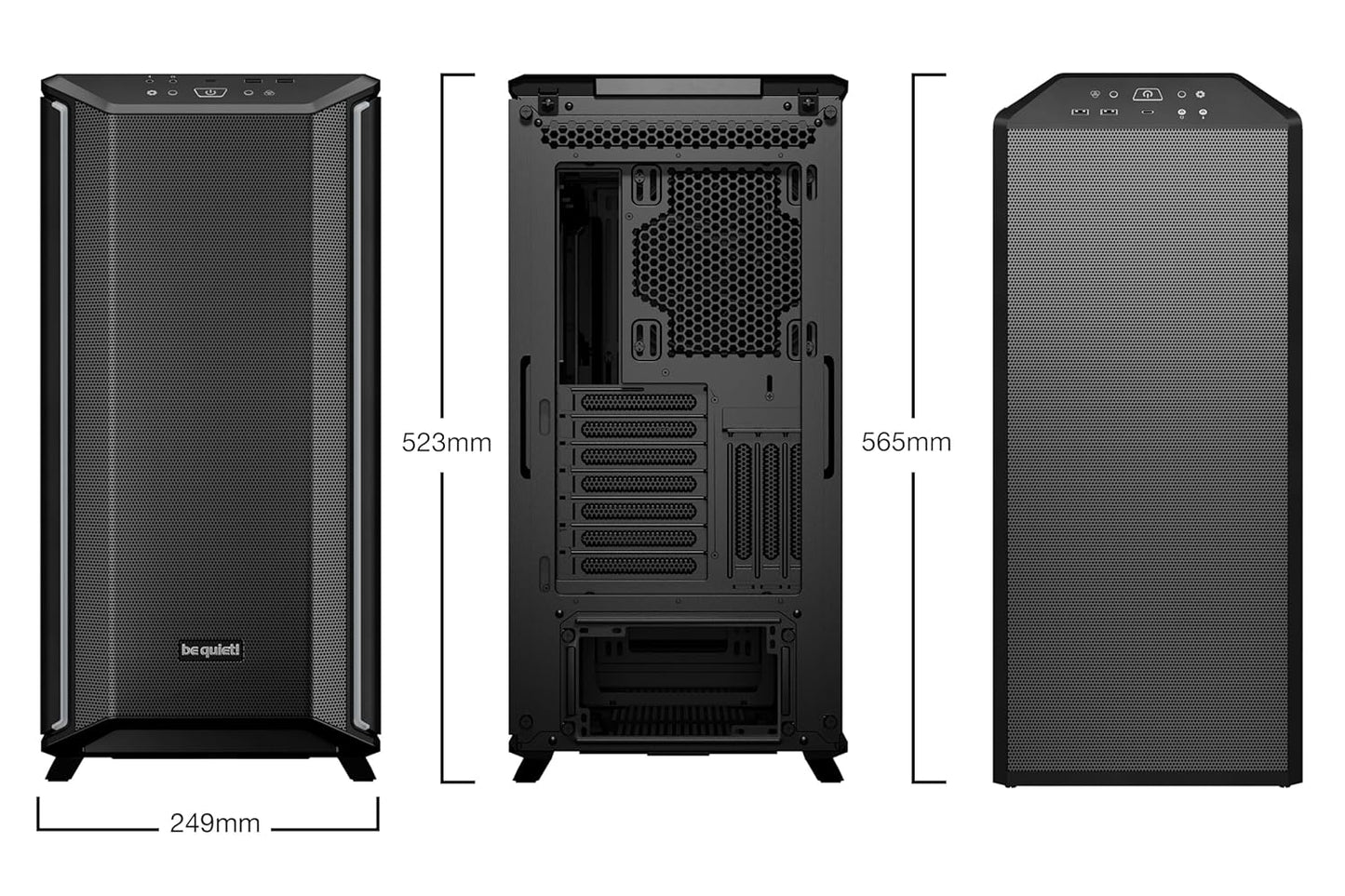 Dark Base 701 Mid Tower PC Case | Mesh Front | Airflow Optimized | 3 Pre-Installed Silent Wings 4 Fans | ARGB Lighting with Controller | Tempered Glass | PWM and ARGB Hub | Black | BGW58