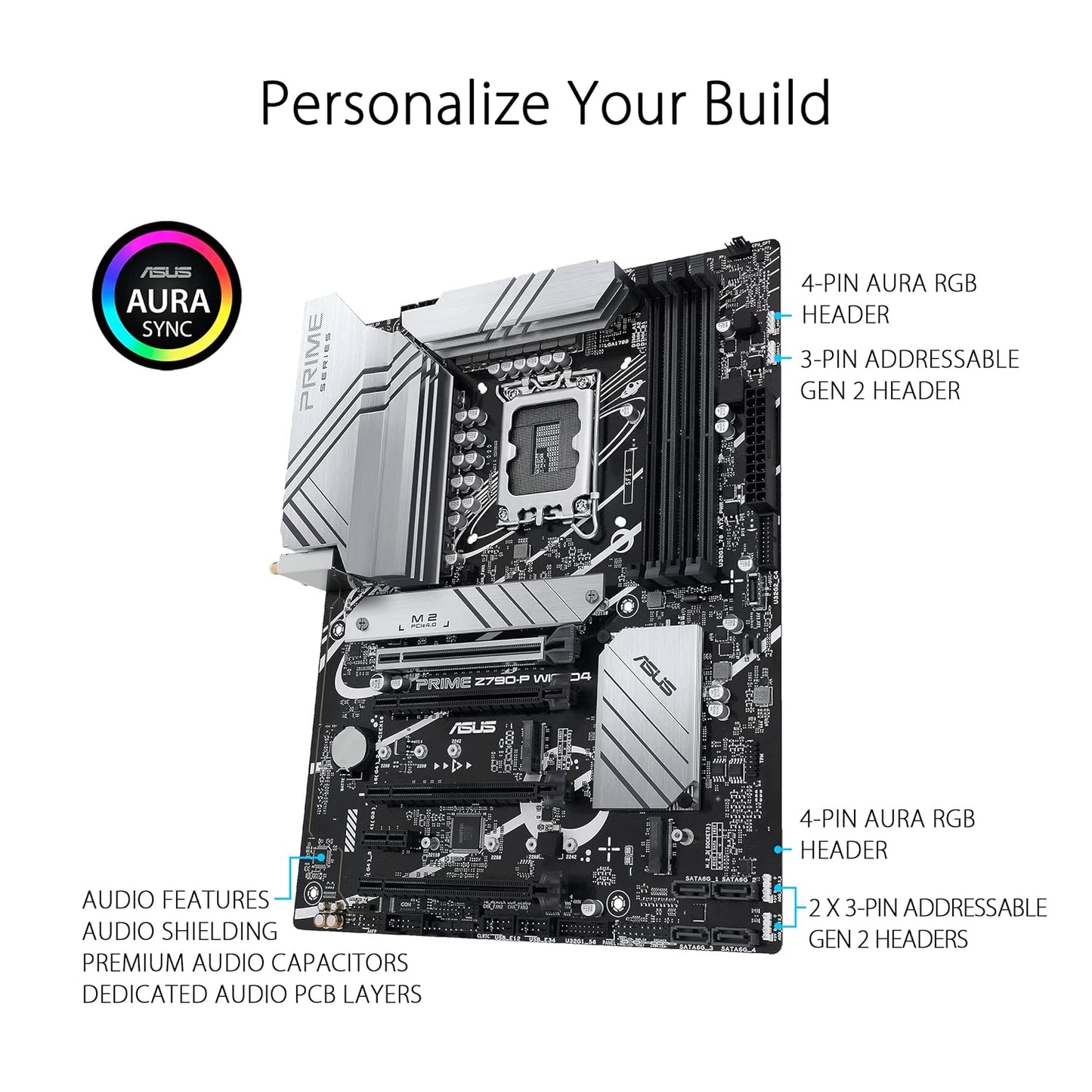 ASUS Prime Z790-P WiFi D4 LGA 1700(Intel 14th,12th&13th Gen) ATX motherboard (PCIe 5.0,DDR4,14+1DrMOS,3x M.2,WiFi 6, Bluetooth v5.2,2.5Gb LAN, front panel USB 3.2 Gen 2 USB Type-C, Thunderbolt 4/USB4)