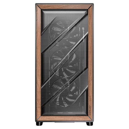 Antec Flux SE, Sound-Dampening Side Panels, 5 x PWM Fans Included, Front Panel with Walnut Wood, Type-C, 420mm Radiator& Back Connect Motherboard Support, Silent Case, Mid E-ATX Tower PC Case