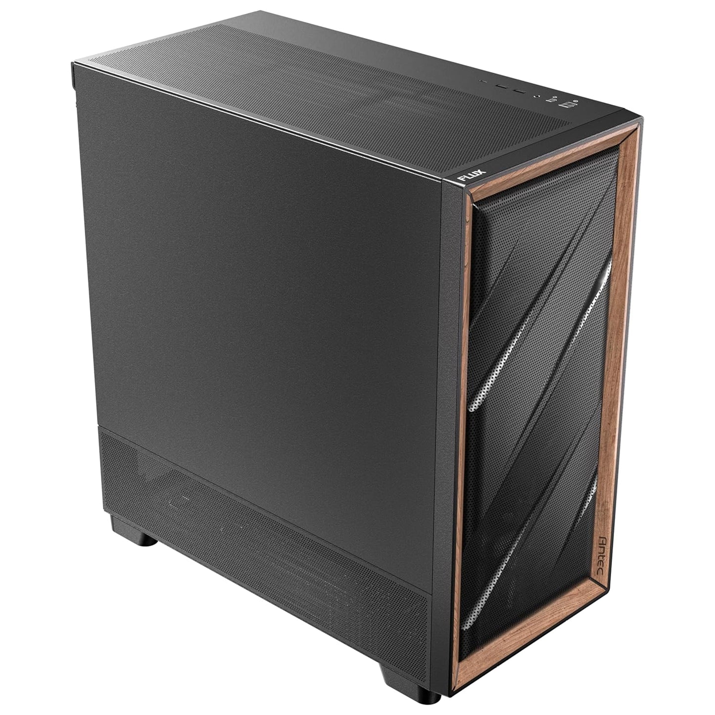 Antec Flux SE, Sound-Dampening Side Panels, 5 x PWM Fans Included, Front Panel with Walnut Wood, Type-C, 420mm Radiator& Back Connect Motherboard Support, Silent Case, Mid E-ATX Tower PC Case