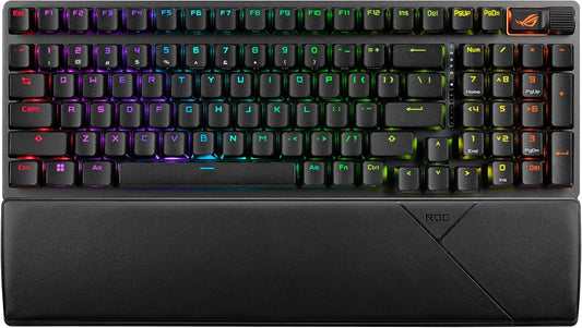 ASUS ROG Strix Scope II 96 Wireless Gaming Keyboard, Tri-Mode Connection, Dampening Foam & Switch-Dampening Pads, Hot-Swappable Pre-lubed ROG NX Snow Switches, PBT Keycaps, RGB-Black