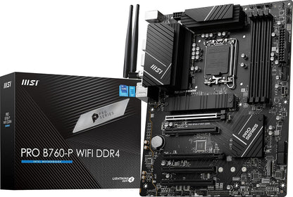 MSI PRO B760-P WiFi DDR4 ProSeries Motherboard (Supports 12th/13th/14th Gen Intel Processors, LGA 1700, DDR4, PCIe 4.0, M.2, 2.5Gbps LAN, USB 3.2 Gen2, HDMI/DP, Wi-Fi 6E, Bluetooth 5.3, ATX)
