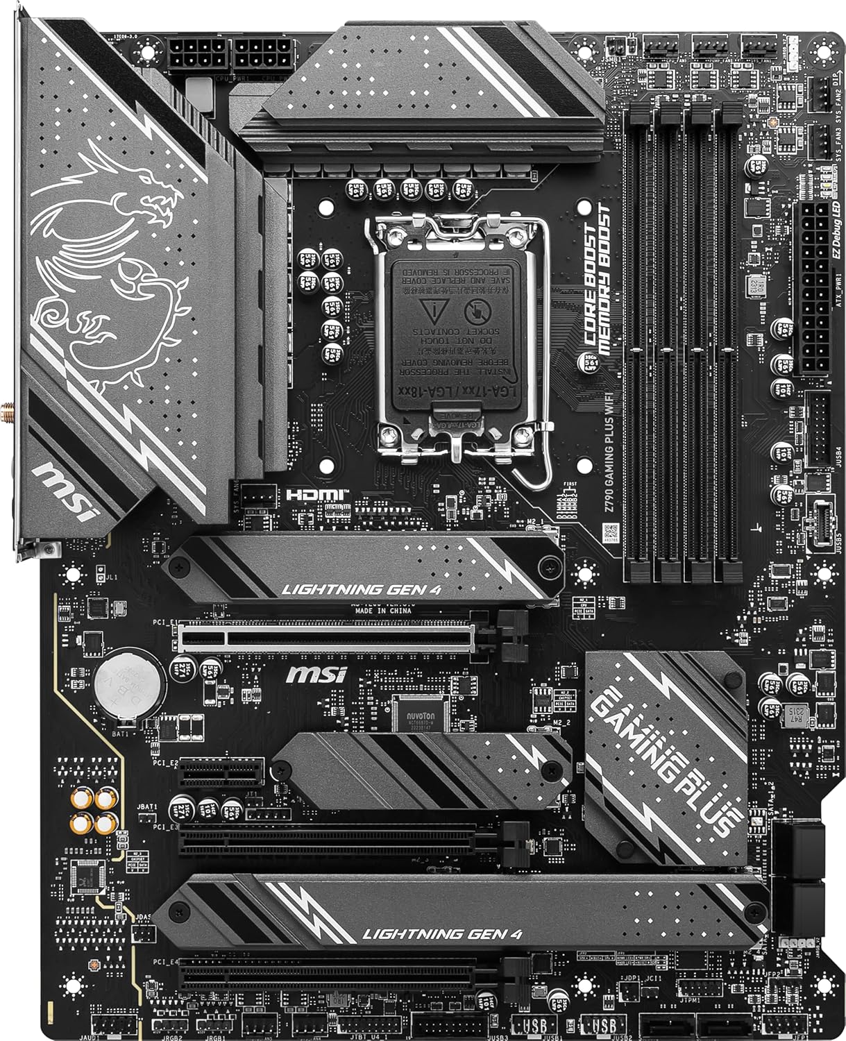MSI Z790 Gaming Plus WiFi-AMZ Gaming Motherboard (Support 14th/13th/12th Gen Intel Processors, LGA 1700, DDR5, PCIe 5.0, M.2 Slots, 2.5Gbps LAN, USB 3.2 Gen2, Wi-Fi 6E, Bluetooth 5.3, ATX)
