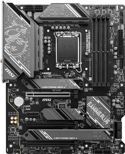 MSI Z790 Gaming Plus WiFi-AMZ Gaming Motherboard (Support 14th/13th/12th Gen Intel Processors, LGA 1700, DDR5, PCIe 5.0, M.2 Slots, 2.5Gbps LAN, USB 3.2 Gen2, Wi-Fi 6E, Bluetooth 5.3, ATX)