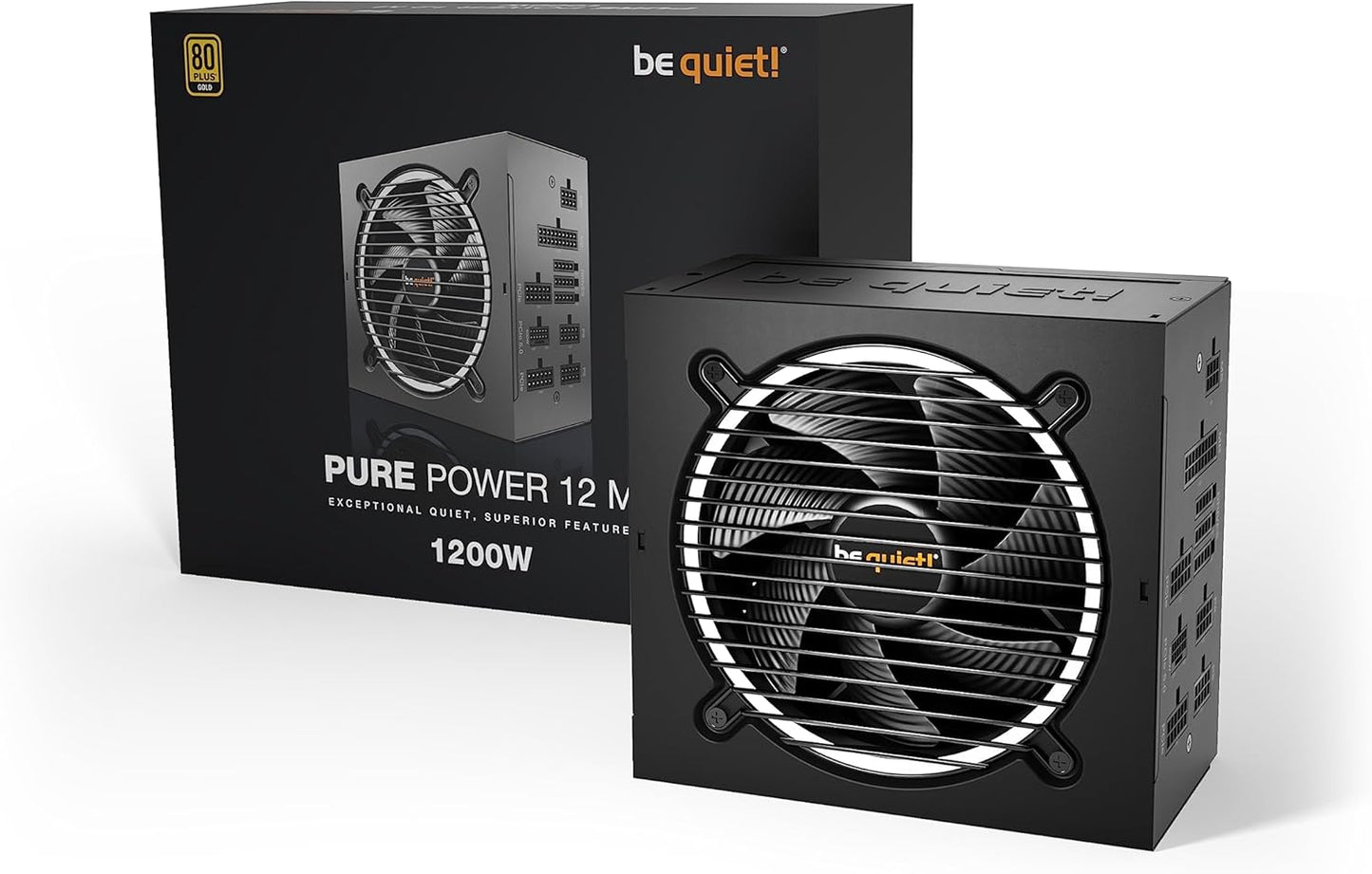 be quiet! BN513 Pure Power 12 M 1200W Modular Quiet Power Supply | 80 Plus Gold | ATX 3.1 | for PCIe 5.0 GPUs and GPUs with 6+2 pin connectors | Silent 120mm Fan | BN513