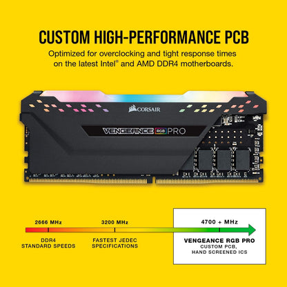 CORSAIR VENGEANCE RGB PRO DDR4 RAM 32GB (2x16GB) 3200MHz CL16-20-20-38 1.35V Intel AMD Desktop Computer Memory - Black (CMW16GX4M2C3200C16)