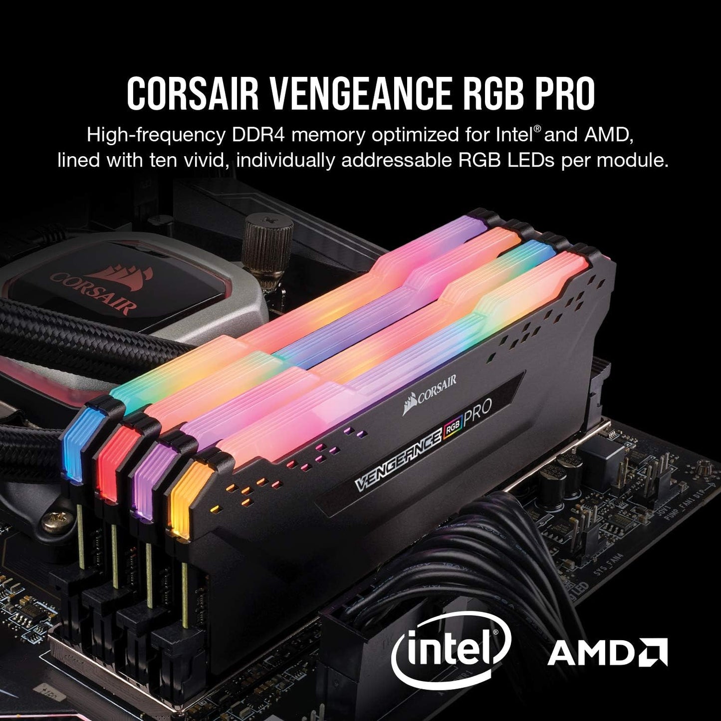 CORSAIR VENGEANCE RGB PRO DDR4 RAM 32GB (2x16GB) 3600MHz CL18-22-22-42 1.35V Intel AMD Desktop Computer Memory - Black (CMW32GX4M2D3600C18)